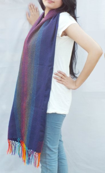 画像2: レインボー・ストール（フリンジあり） (2)