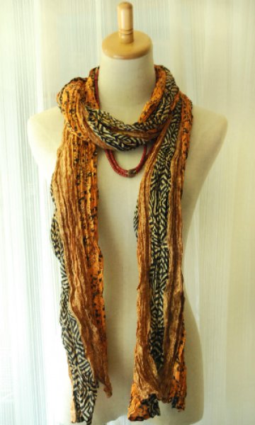 画像2: Large_100%Silk Sari Shawl *Pink-Orange* (2)