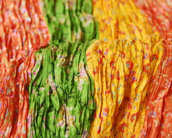 画像3: Large_100%Silk Sari Shawl *Pink-Orange* (3)